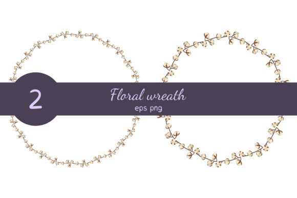 Floral Wreath with Cotton Balls Design Bundle