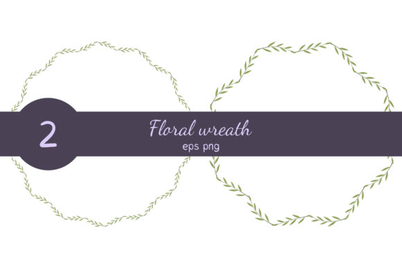 Floral Wreath with Leaves Branch Digital Asset