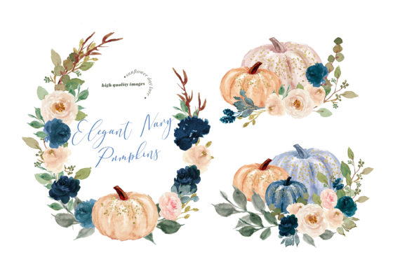 Geometric Frame Navy Blue Floral Pumpkin: The Versatile Design Asset for Creative Projects
